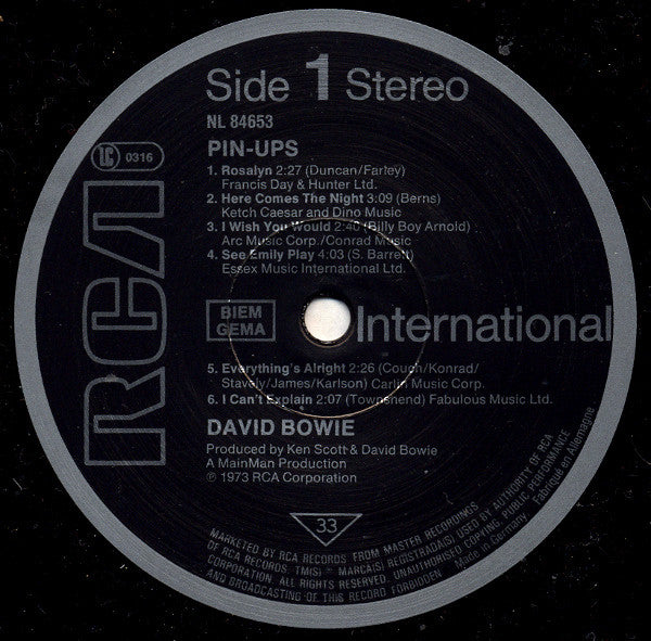 David Bowie : Pin-ups