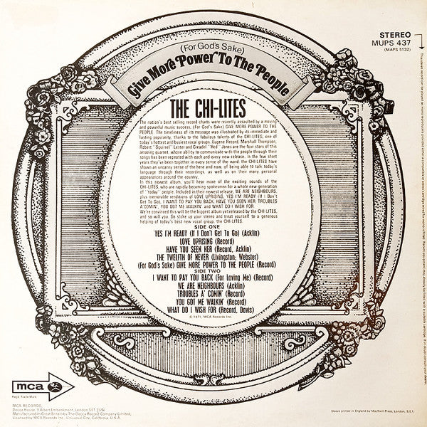 The Chi-Lites : For God's sake give more power to the people