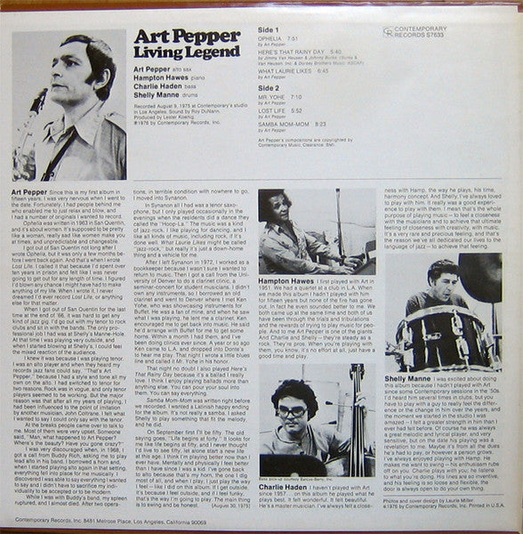Art Pepper : Living legend