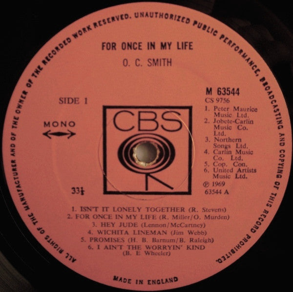 O.C. Smith : For once in my life