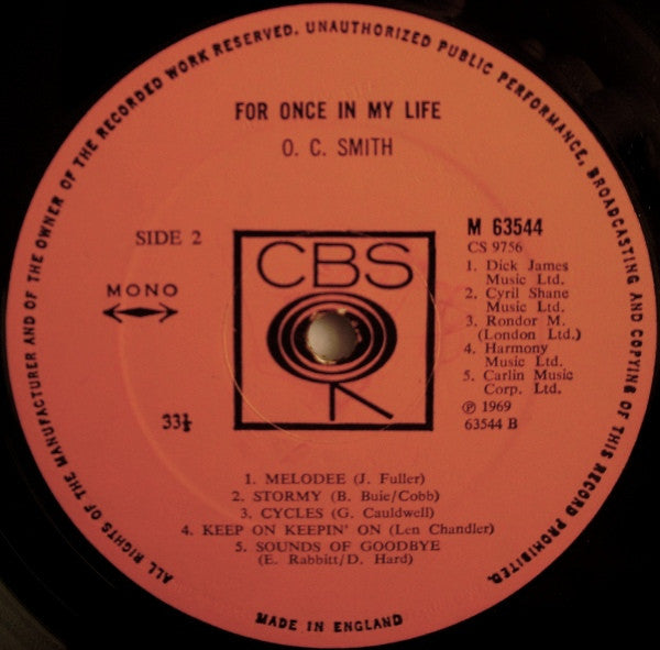 O.C. Smith : For once in my life