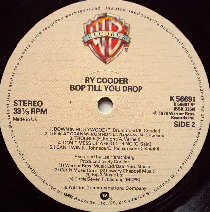 Ry Cooder : Bop til you drop