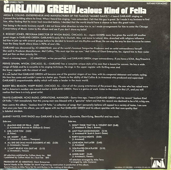 Garland Green : Jealous kind of fella