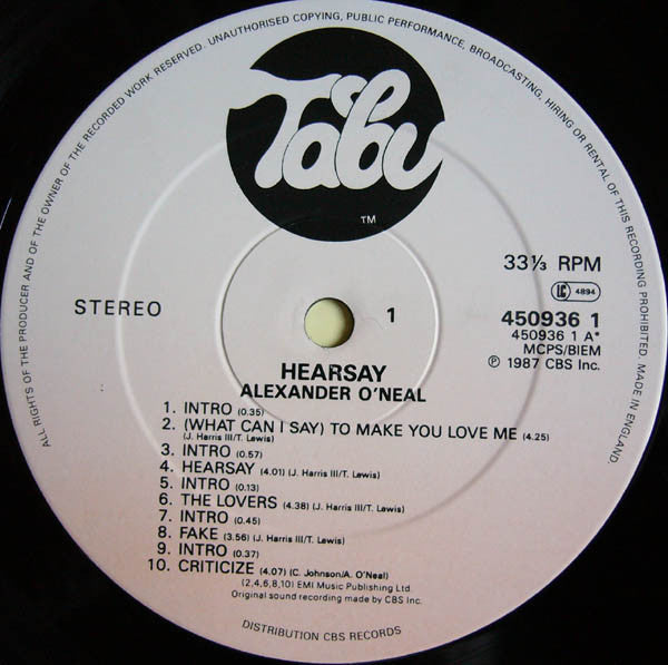 Alexander O'Neal : Hearsay