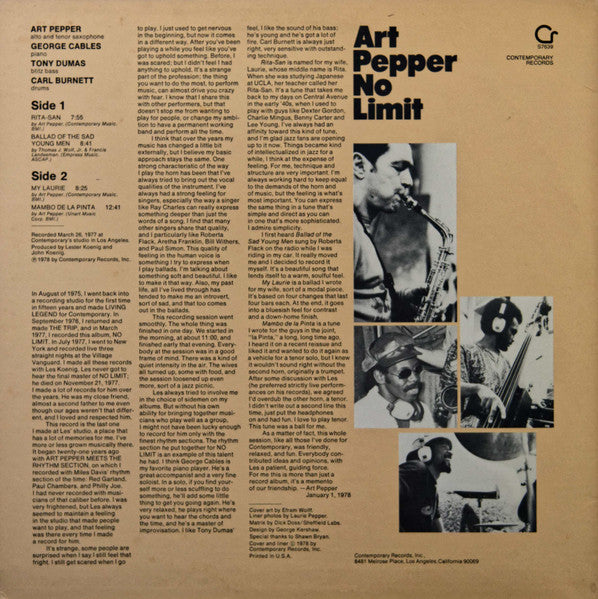 Art Pepper : No Limit