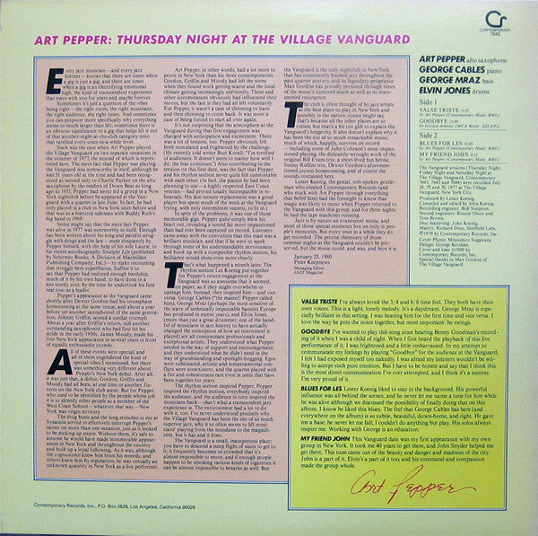 Art Pepper : Thursday night at the village vanguard