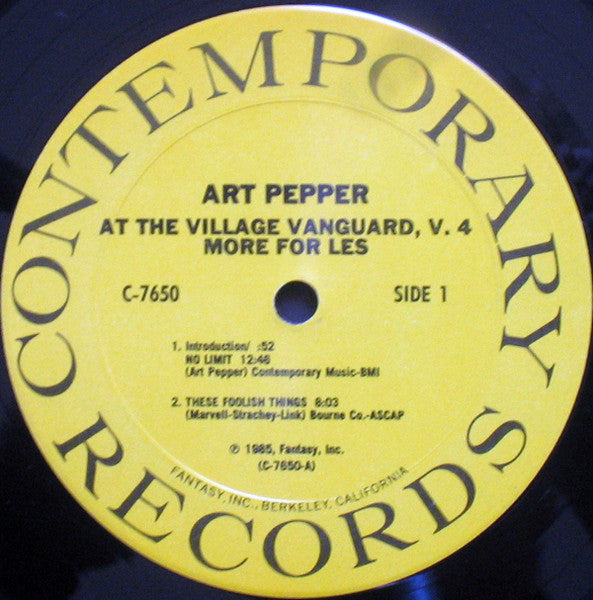 Art Pepper : More for Les Volume Four