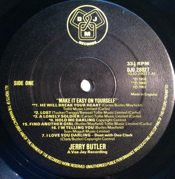 Jerry Butler : Make it easy on yourself