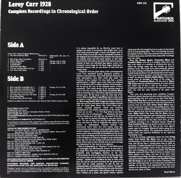 Leroy Carr : 1928 The Complete
