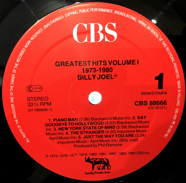 Billy Joel : Greatest Hits Volume 1 and 2