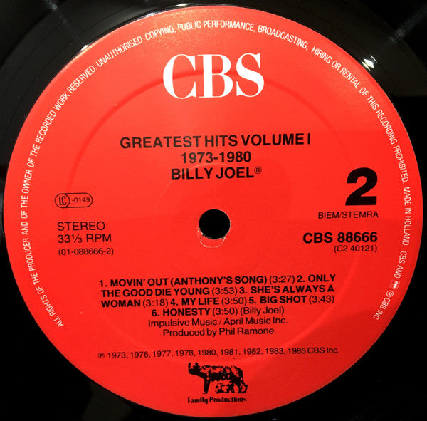 Billy Joel : Greatest Hits Volume 1 and 2