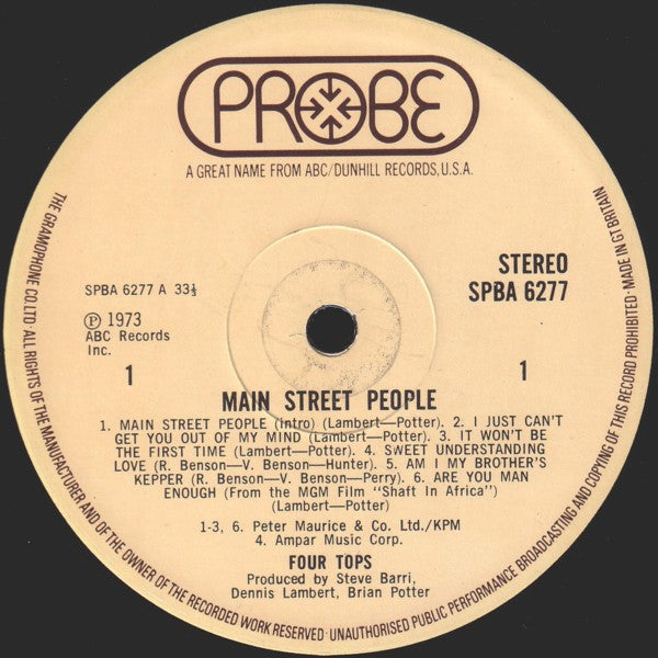The Four Tops : Main Street People