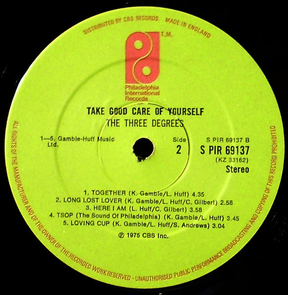 The Three Degrees : Take good care of yourself