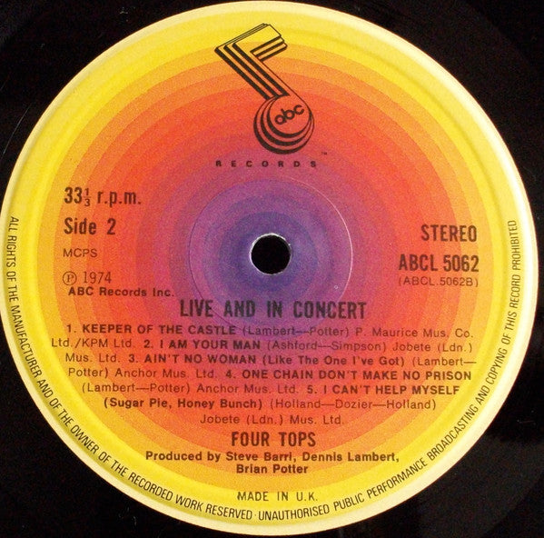 The Four Tops : Live and in concert